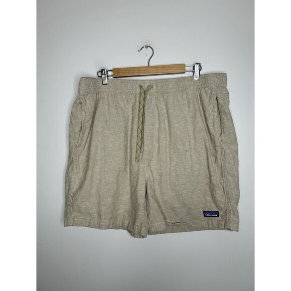 Patagonia Baggies Naturals Shorts Khaki Chambray Hemp Organic Cotton Size XL - Picture 1 of 10